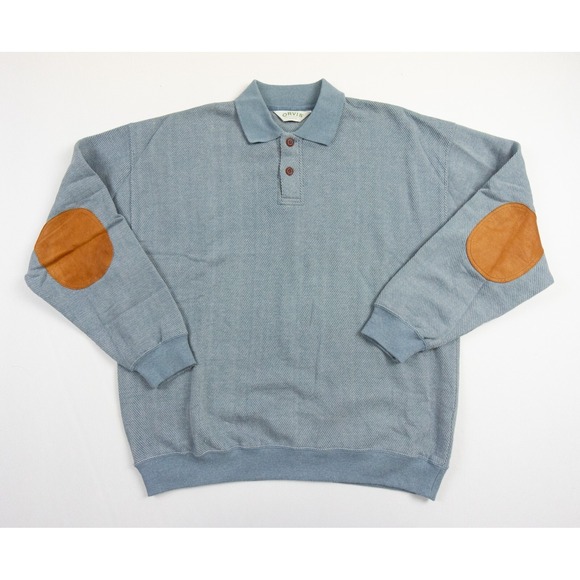 Orvis Other - Orvis Sweater Mens XLarge Blue Knit Pullover Collared Elbow Patch Adult Outdoors